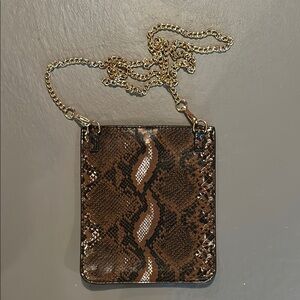 Brown Snake Print Chain Shoulder Bag
